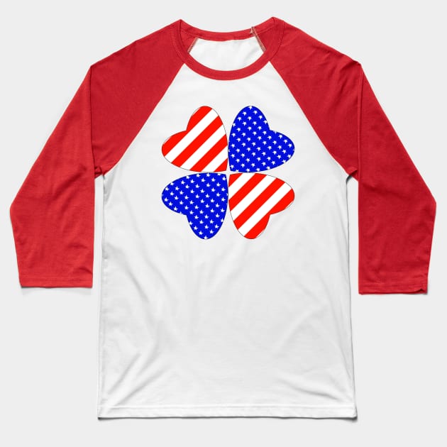 American Flag in Heart shape Baseball T-Shirt by SemDesigns